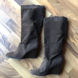 Rampage Brown Tall Wedge Boots Shoe Size 11